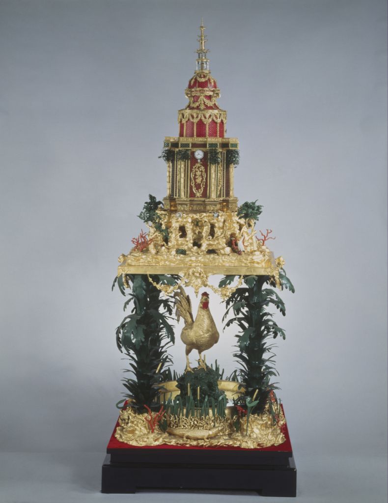 图片[1]-Bronze gilded cock animal pavilion-style clock-China Archive